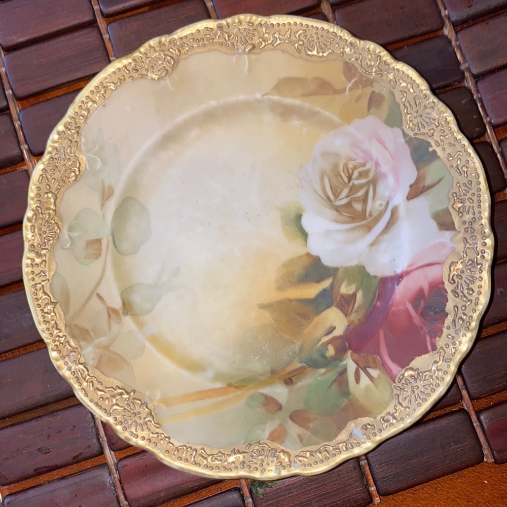 Vintage Nippon hand painted small plate with gold trimming design